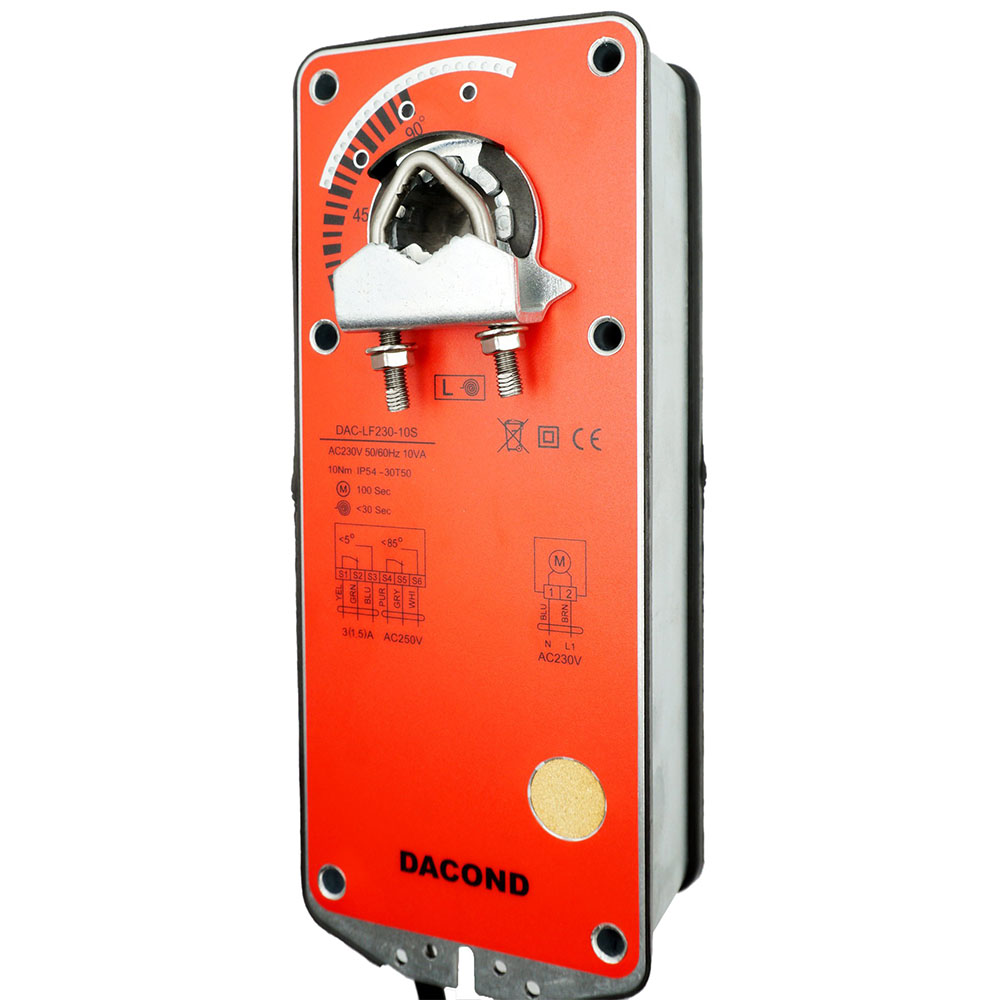 Электропривод DACOND DAC-LF24-10SM (10 Н·м, 24 В, 0–10 В, с возвратной пружиной)