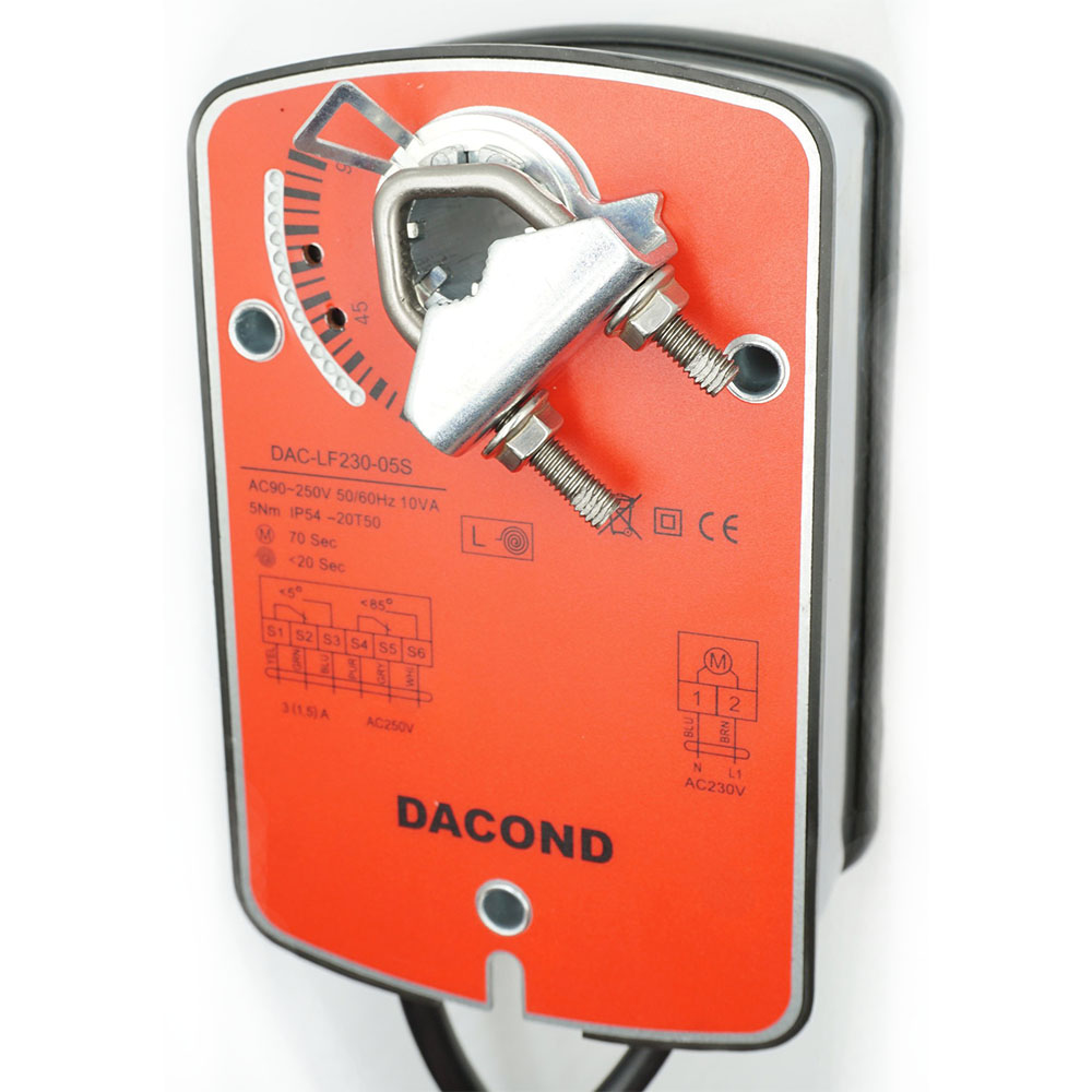 Электропривод DACOND DAC-LF24-02SM (2 Н·м, 24 В, 0–10 В, с возвратной пружиной)