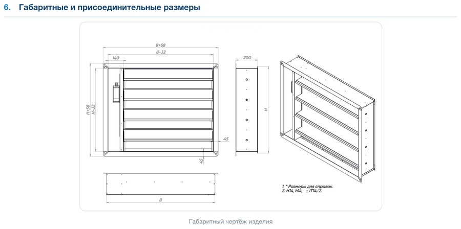 Клапан воздушный ПВКО-А(СТ) (оцинкованный корпус, алюминиевые лопатки, стеновой)